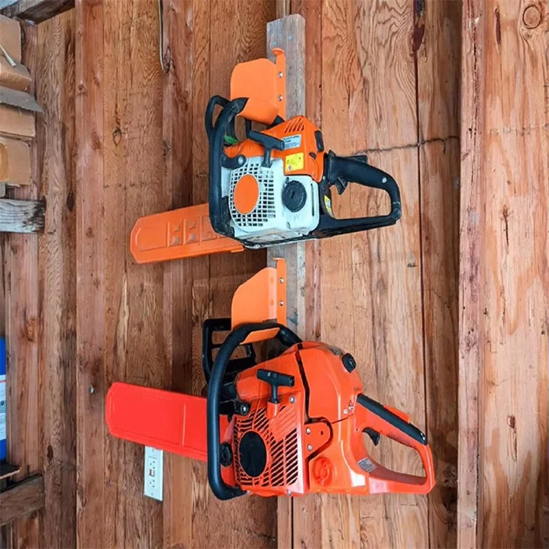 Wandmontierter, robuste Kettensägenhalter für die Garage, Aufbewahrungssystem für Motorsägen, Halter für Werkstätten – Orange