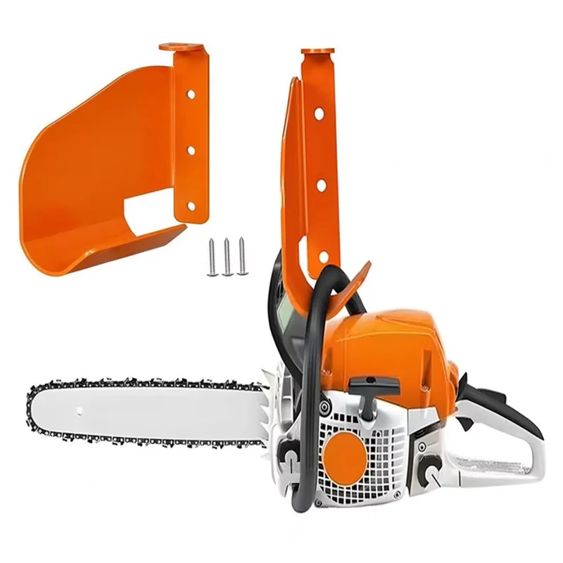 Wandmontierter, robuste Kettensägenhalter für die Garage, Aufbewahrungssystem für Motorsägen, Halter für Werkstätten – Orange