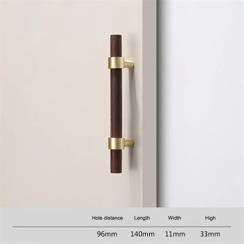 7 x 25mm Screw Pull Drawer Door Knob Wood+Brass Closet Furniture Handle Cupboard Cabinet Handle - Black Walnut / 96mm