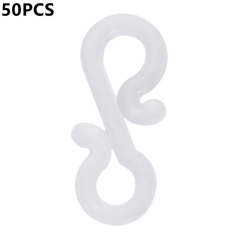 50Pcs S-shaped PP Hooks Shower Curtain Christmas Light String Hangers for Bathroom Decoration - White