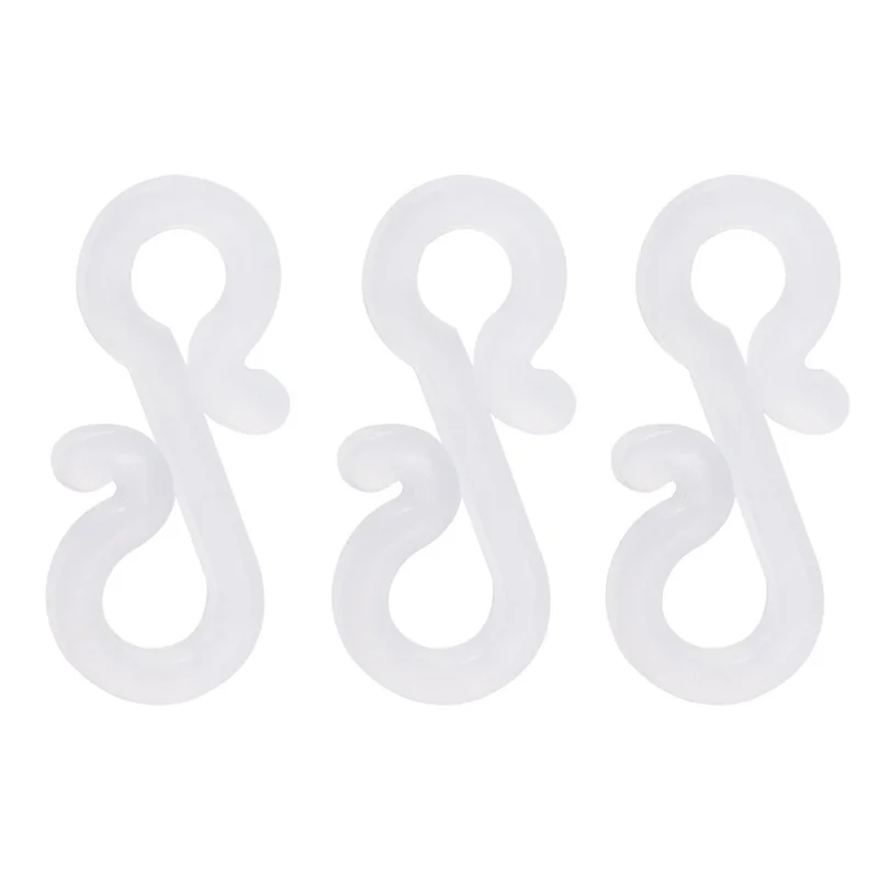 50Pcs S-shaped PP Hooks Shower Curtain Christmas Light String Hangers for Bathroom Decoration - White