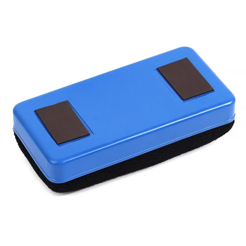 Gomme de tableau blanc magnétique 10,5 cm coque en plastique surface en tissu effaçage à sec pour bureau école - Bleu+Noir