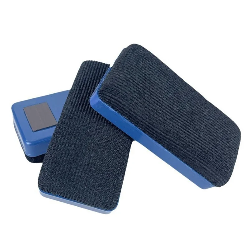 Gomme de tableau blanc magnétique 10,5 cm coque en plastique surface en tissu effaçage à sec pour bureau école - Bleu+Noir