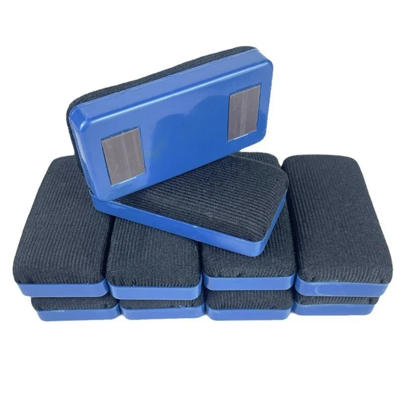 Gomme de tableau blanc magnétique 10,5 cm coque en plastique surface en tissu effaçage à sec pour bureau école - Bleu+Noir