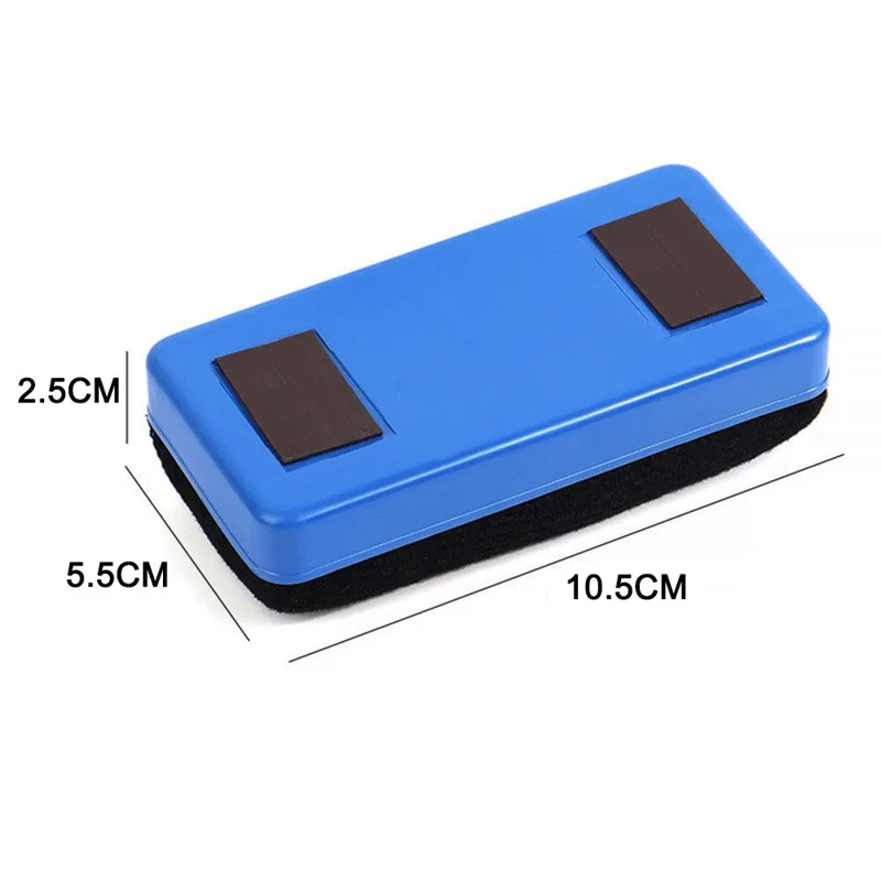 Gomme de tableau blanc magnétique 10,5 cm coque en plastique surface en tissu effaçage à sec pour bureau école - Bleu+Noir