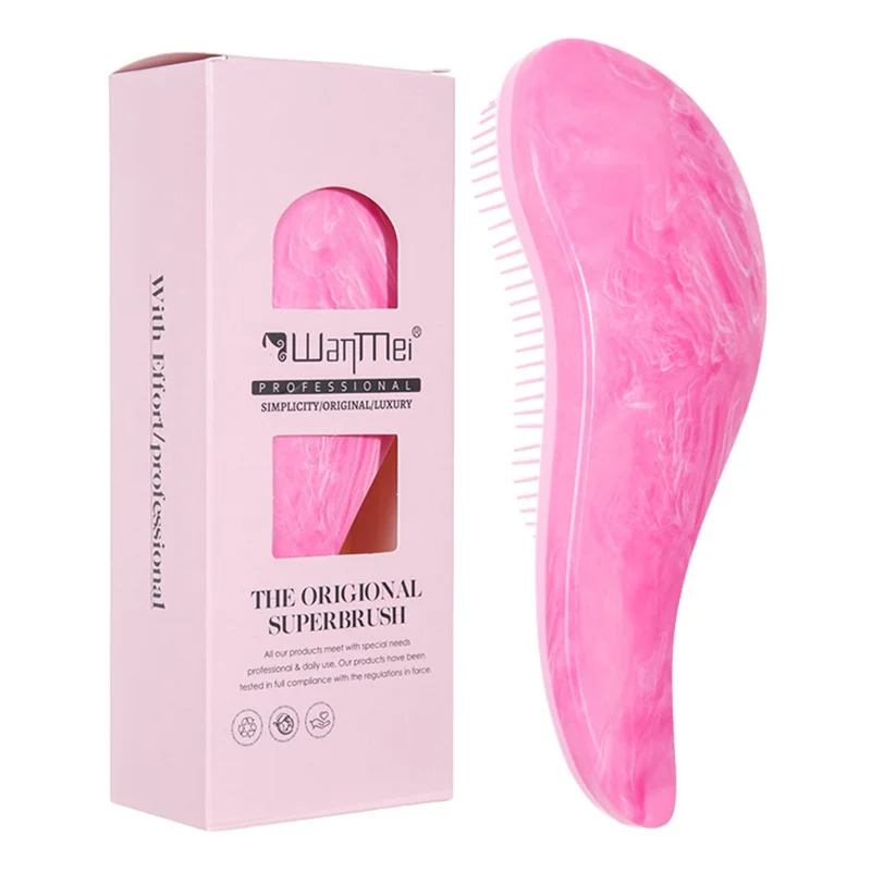 WANMEI Detangling Hair Brush Mixed-Length Teeth Marble Texture Comb - Rose