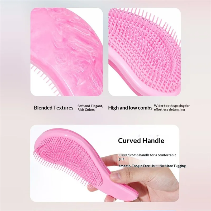 WANMEI Detangling Hair Brush Mixed-Length Teeth Marble Texture Comb - Rose
