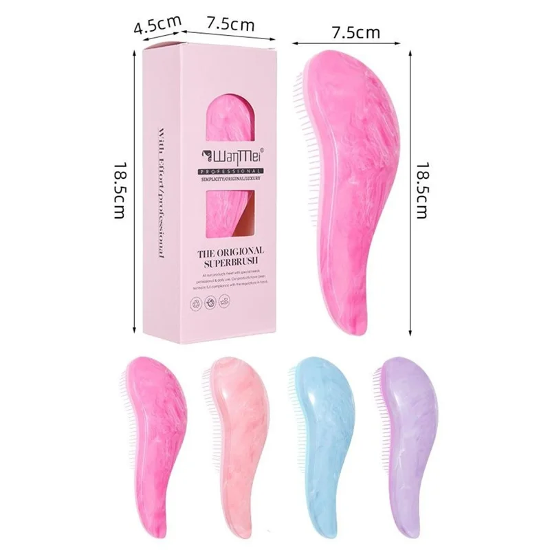 WANMEI Detangling Hair Brush Mixed-Length Teeth Marble Texture Comb - Rose