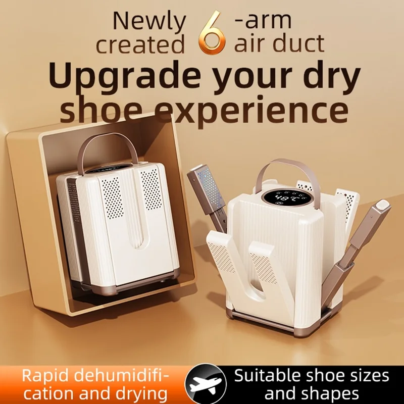 HXQ-10 6-Arm Shoe Dryer with Timer 200W 48 Degree Celsius Constant Temperature Foldable Dehumidifying Machine - EU Plug