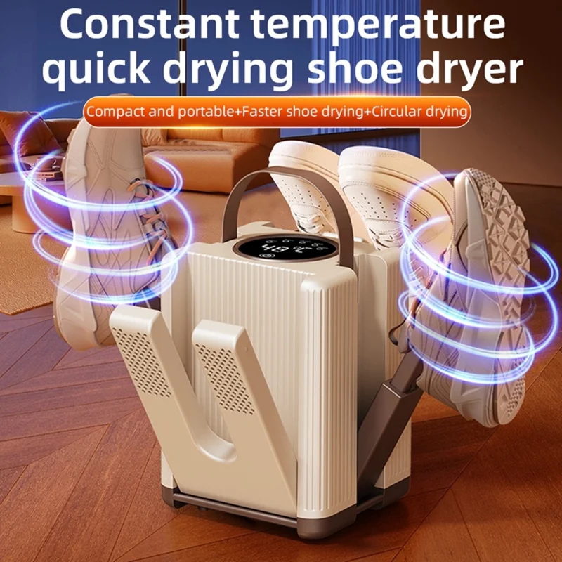 HXQ-10 6-Arm Shoe Dryer with Timer 200W 48 Degree Celsius Constant Temperature Foldable Dehumidifying Machine - EU Plug