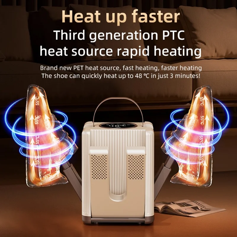 HXQ-10 6-Arm Shoe Dryer with Timer 200W 48 Degree Celsius Constant Temperature Foldable Dehumidifying Machine - EU Plug