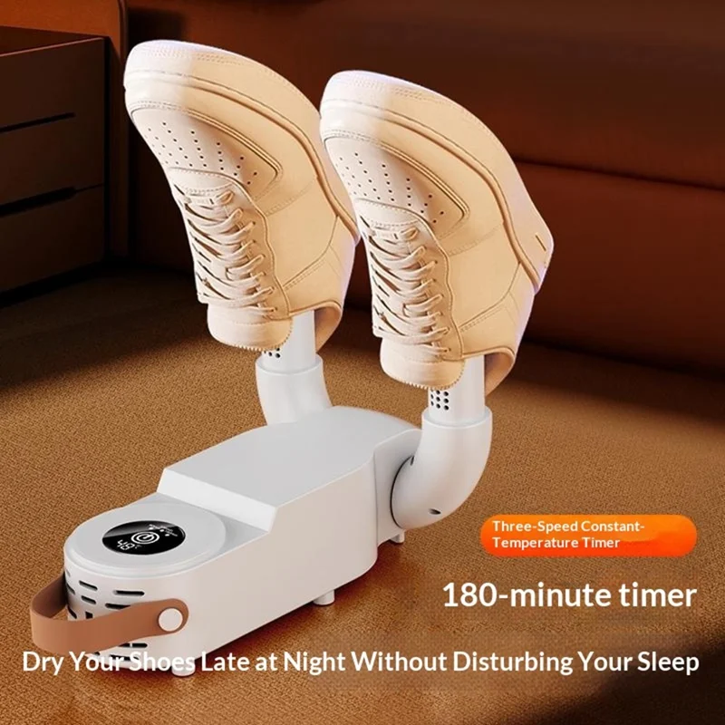 HXQ-07 Shoe Dryer 130W 48 Degree Celsius Constant Temperature 3D Hot Air Circulation Foldable with Smart Timer - White / EU Plug