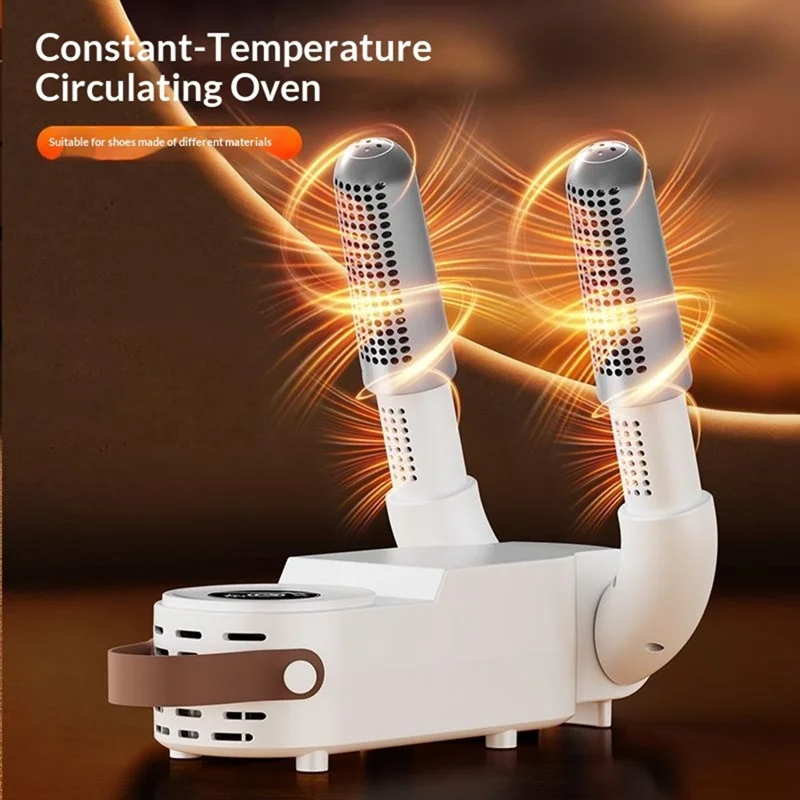 HXQ-07 Shoe Dryer 130W 48 Degree Celsius Constant Temperature 3D Hot Air Circulation Foldable with Smart Timer - White / EU Plug