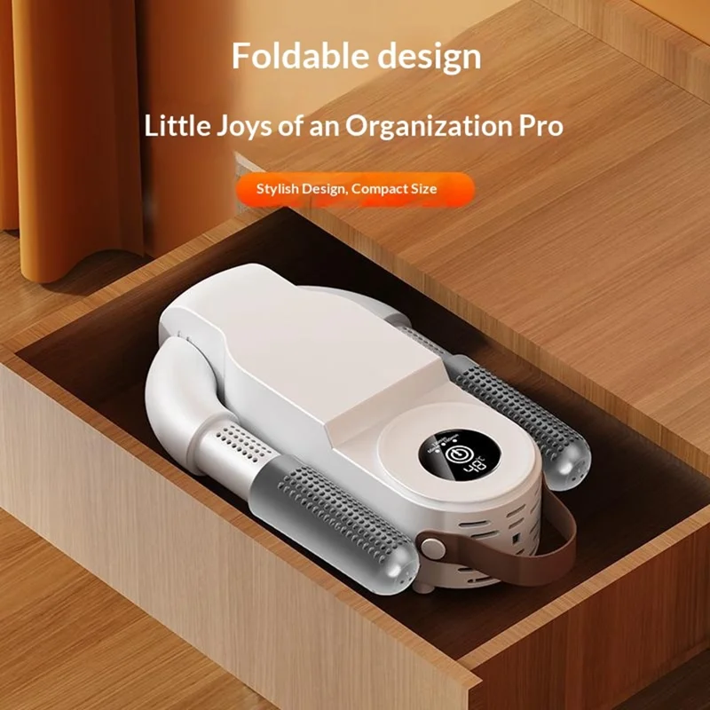 HXQ-07 Shoe Dryer 130W 48 Degree Celsius Constant Temperature 3D Hot Air Circulation Foldable with Smart Timer - White / EU Plug