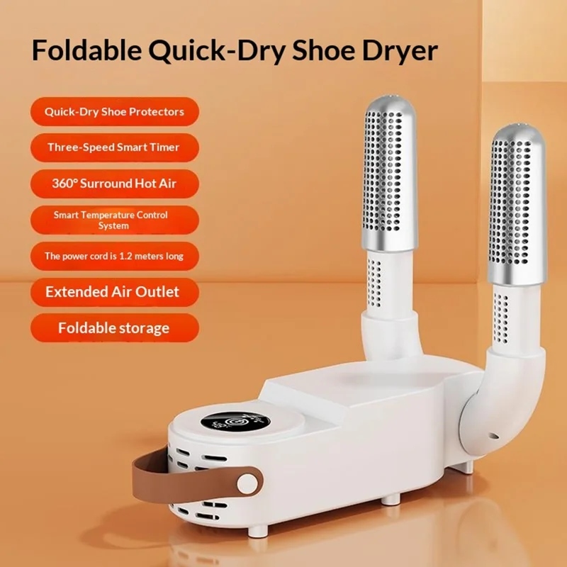 HXQ-07 Shoe Dryer 130W 48 Degree Celsius Constant Temperature 3D Hot Air Circulation Foldable with Smart Timer - White / EU Plug