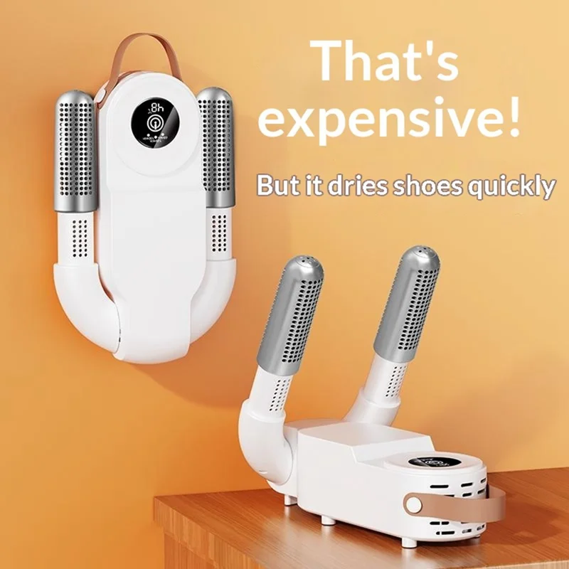 HXQ-07 Shoe Dryer 130W 48 Degree Celsius Constant Temperature 3D Hot Air Circulation Foldable with Smart Timer - White / EU Plug