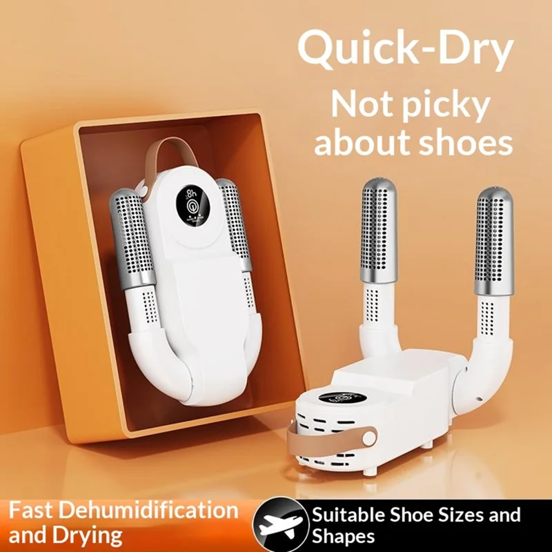 HXQ-07 Shoe Dryer 130W 48 Degree Celsius Constant Temperature 3D Hot Air Circulation Foldable with Smart Timer - White / EU Plug