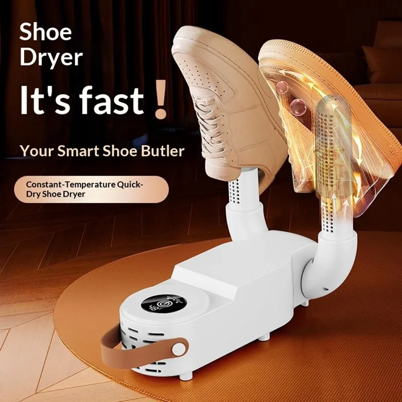 HXQ-07 Shoe Dryer 130W 48 Degree Celsius Constant Temperature 3D Hot Air Circulation Foldable with Smart Timer - White / EU Plug