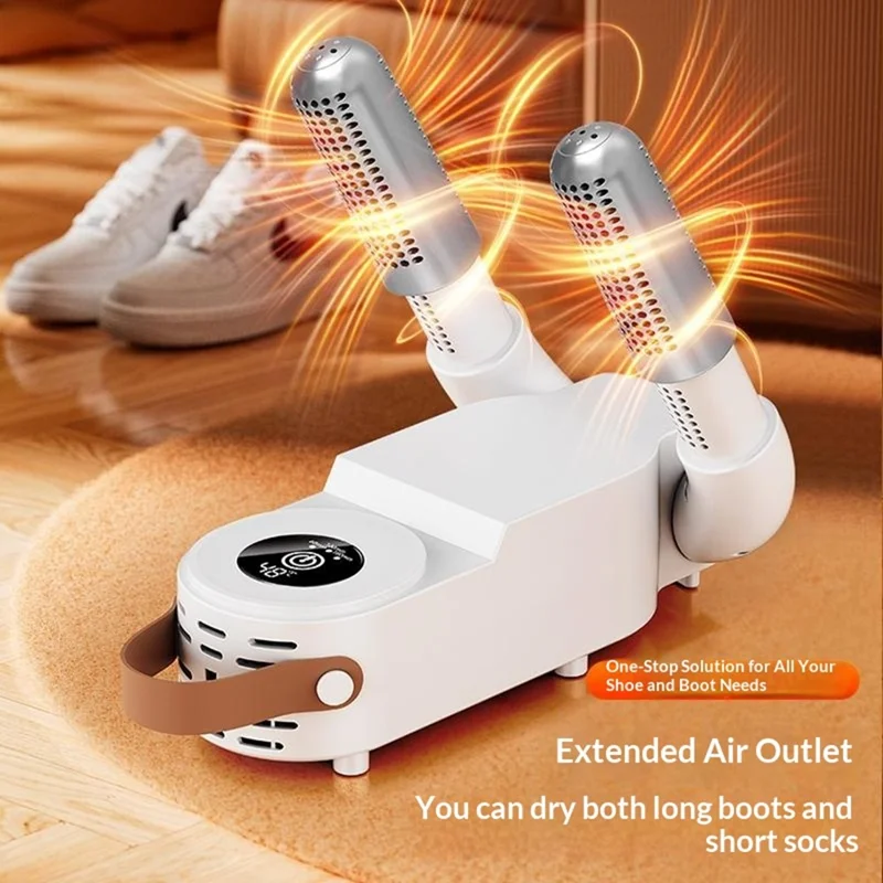 HXQ-07 Shoe Dryer 130W 48 Degree Celsius Constant Temperature 3D Hot Air Circulation Foldable with Smart Timer - White / EU Plug