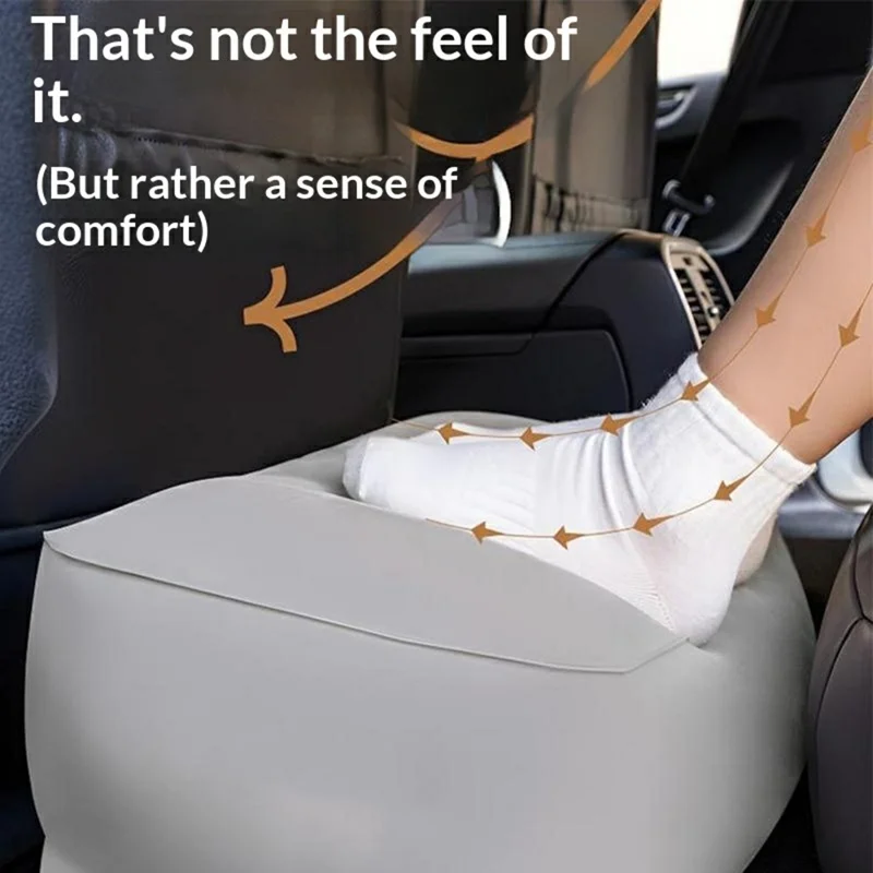 3-Level Adjustable Inflatable Foot Rest Push-to-Inflate Portable Foot Cushion for Travel - Grey