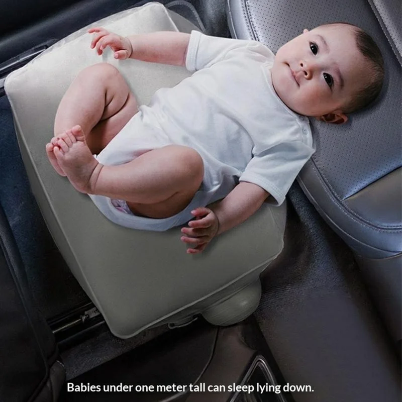 2-Level Non-adjustable Inflatable Foot Rest Push-to-Inflate Portable Foot Cushion for Travel - Grey