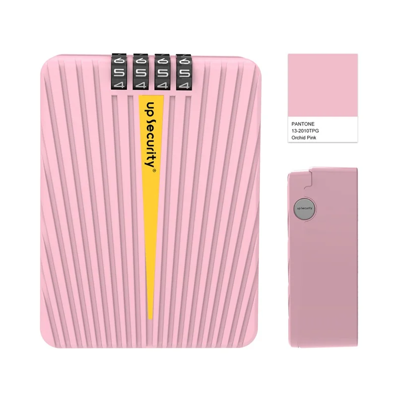 01BP 4-Digit Combination Lock Box Glow-in-the-Dark Wall-Mountable Key Storage for Home Dorm - Pink