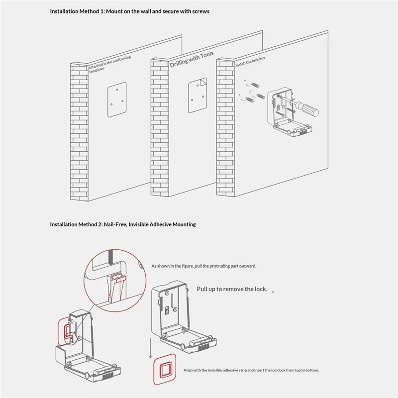 01BP 4-Digit Combination Lock Box Glow-in-the-Dark Wall-Mountable Key Storage for Home Dorm - Pink