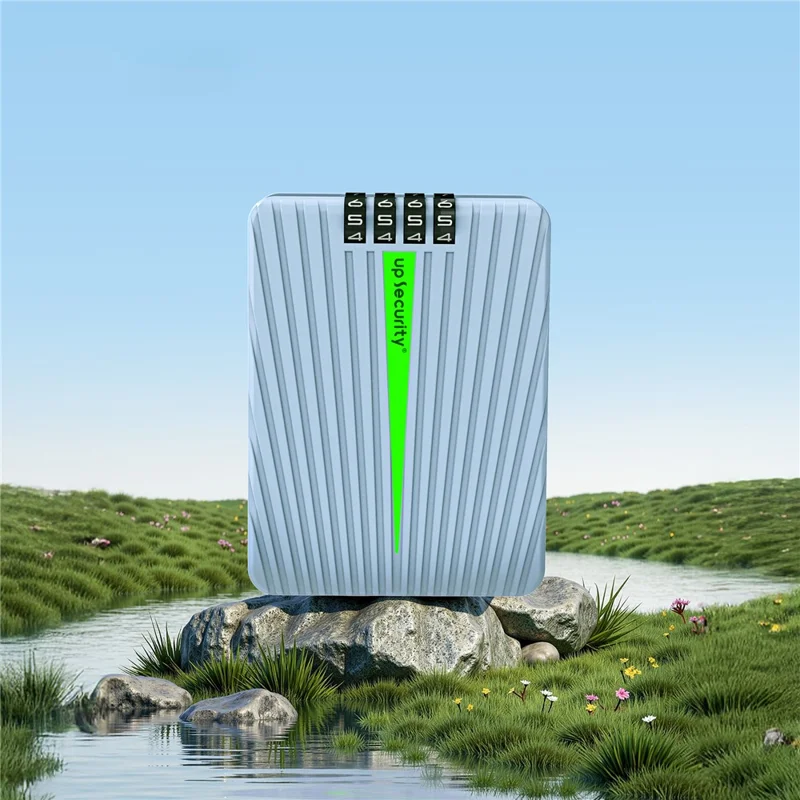 01BP 4-Digit Combination Lock Box Glow-in-the-Dark Wall-Mountable Key Storage for Home Dorm - Porcelain White