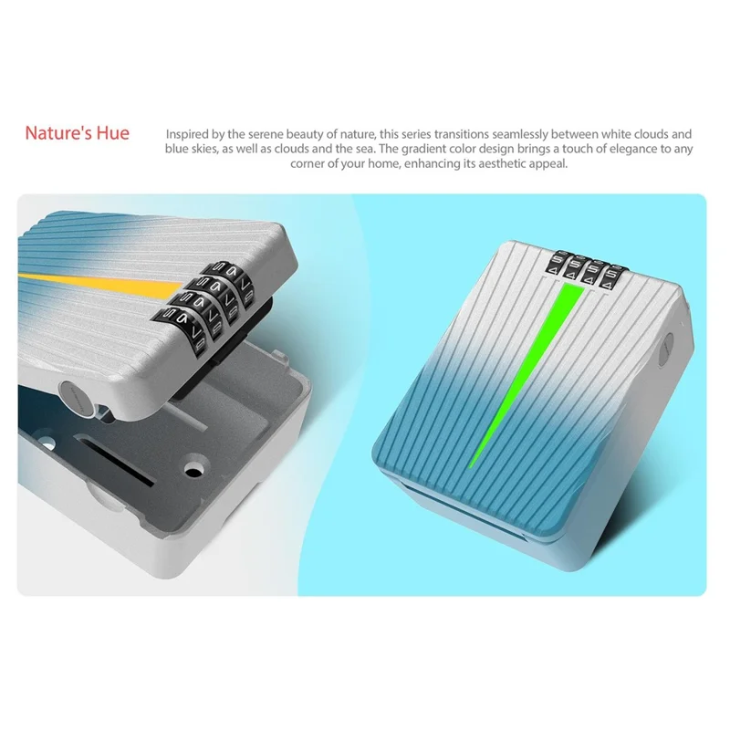 01BP 4-Digit Combination Lock Box Glow-in-the-Dark Wall-Mountable Key Storage for Home Dorm - Porcelain White