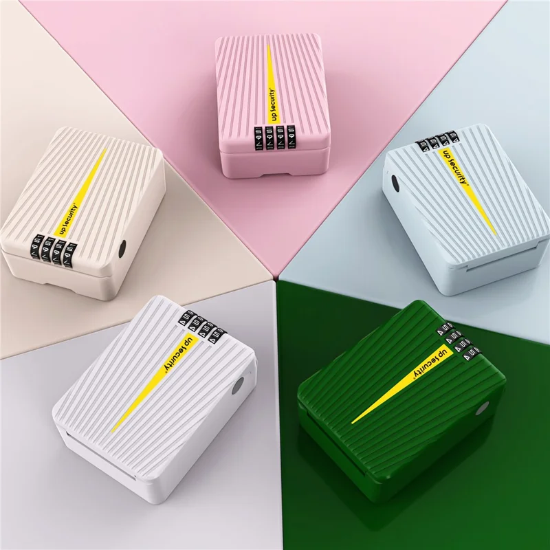 01BP 4-Digit Combination Lock Box Glow-in-the-Dark Wall-Mountable Key Storage for Home Dorm - Porcelain White