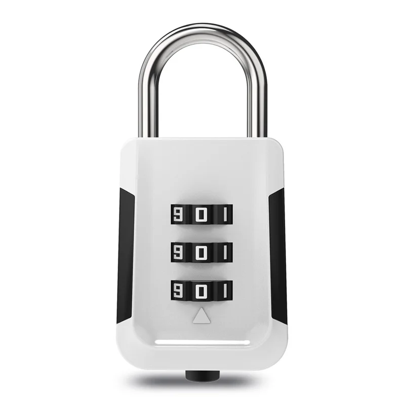 03HP Zinc Alloy 3-Digit Combination Padlock One-Touch Auto Open Keyless for Luggage Backpack - White+Black