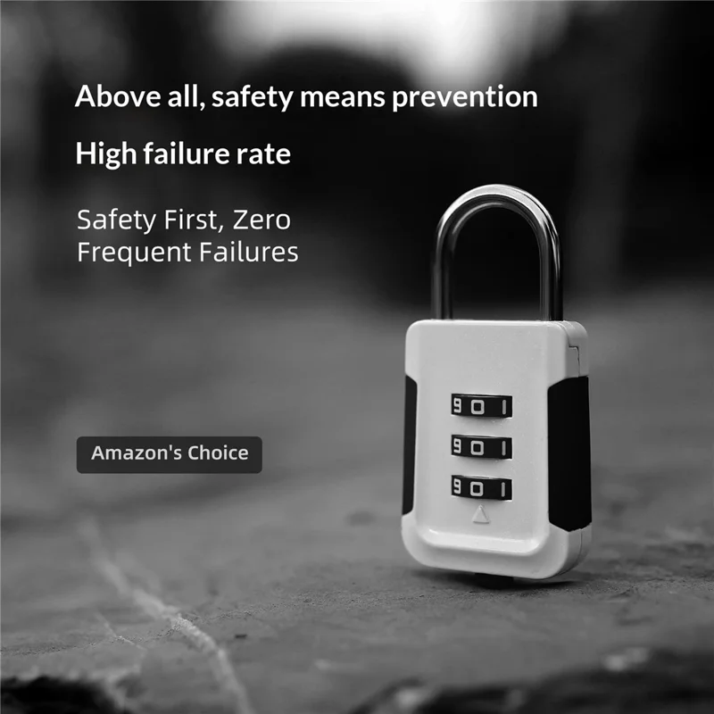 03HP Zinc Alloy 3-Digit Combination Padlock One-Touch Auto Open Keyless for Luggage Backpack - White+Black
