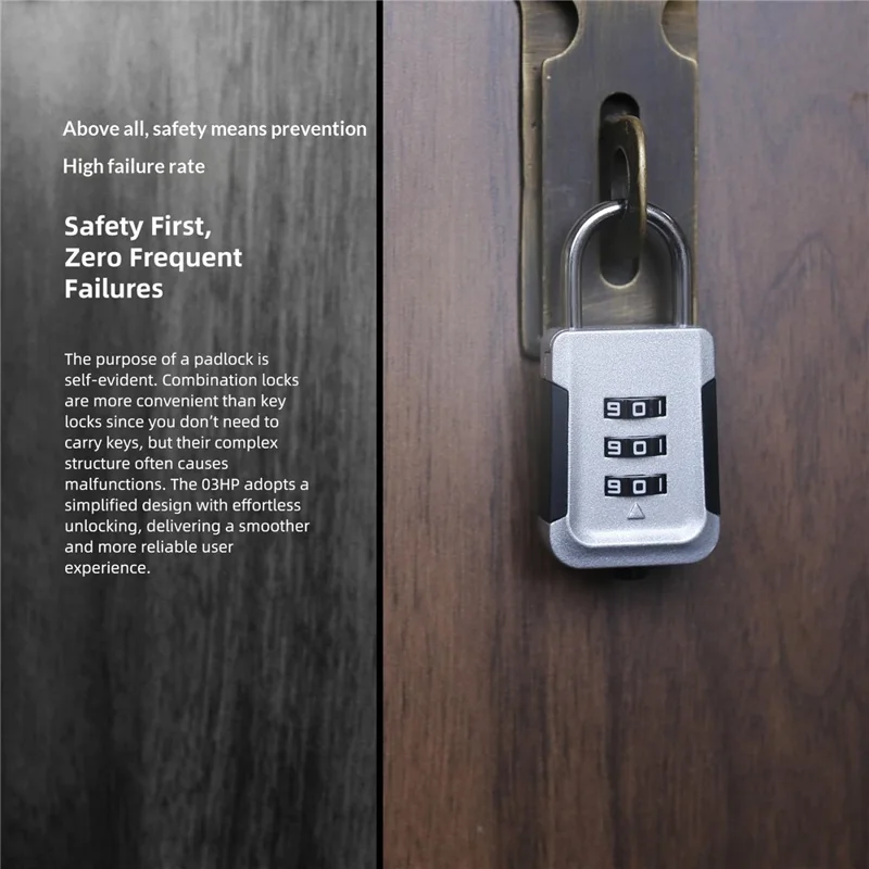 03HP Zinc Alloy 3-Digit Combination Padlock One-Touch Auto Open Keyless for Luggage Backpack - White+Black