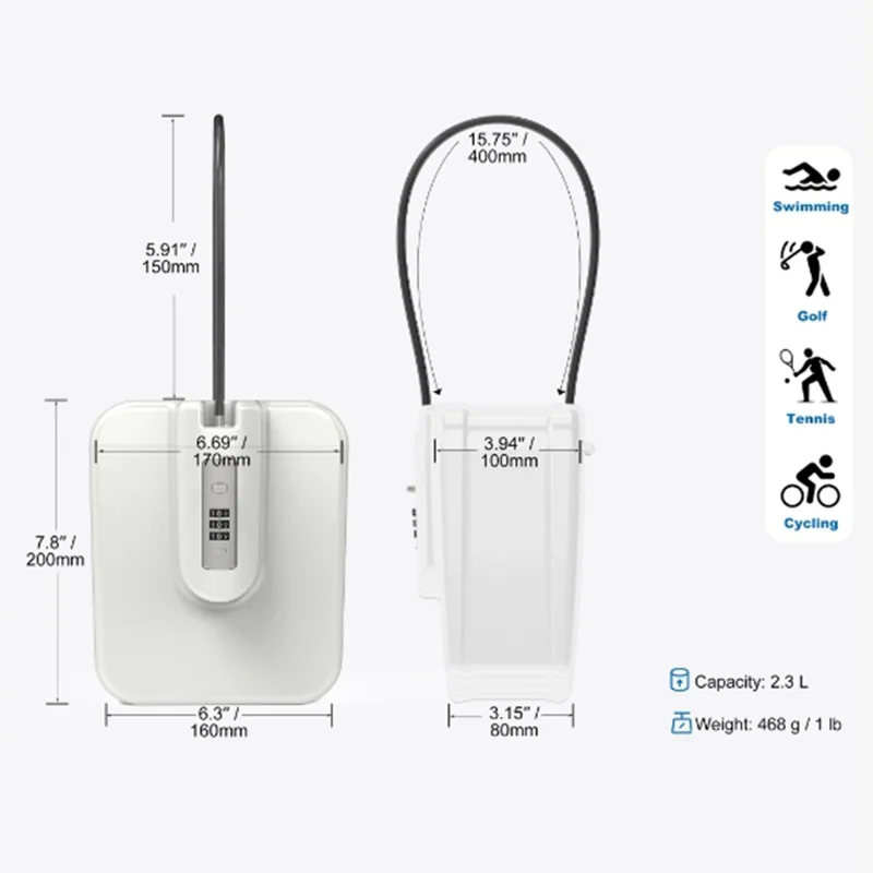 04BX Combination Lockbox Large Capacity Retractable Steel Cable for Outdoor Beach - Blue