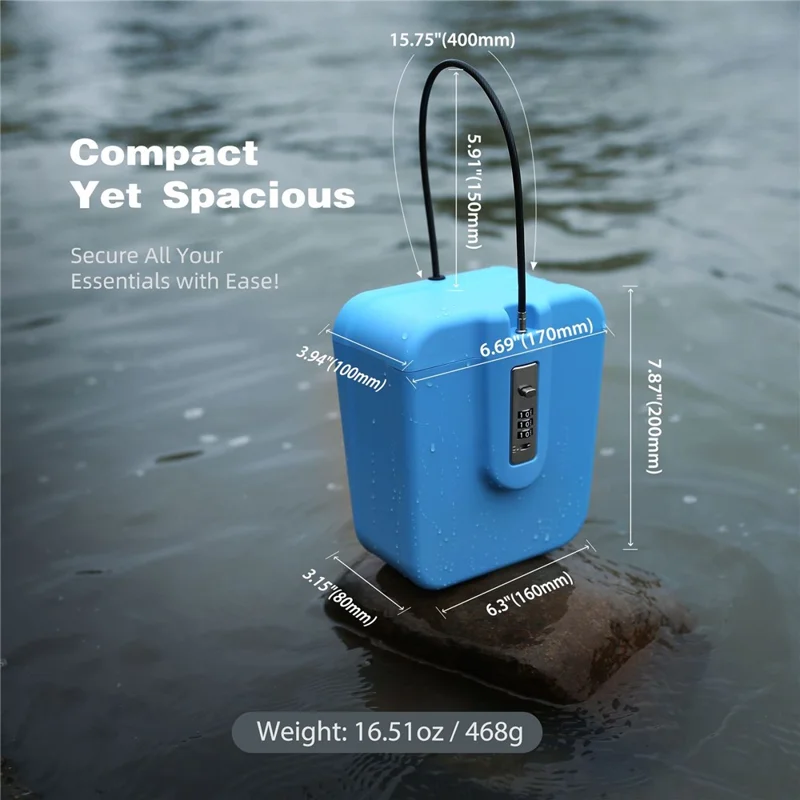 04BX Combination Lockbox Large Capacity Retractable Steel Cable for Outdoor Beach - Blue