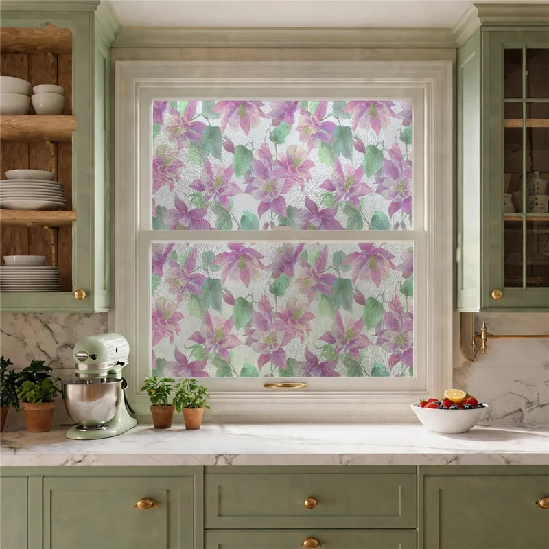 43x200cm Static Cling Privacy Window Film Waterproof Oil-Proof PVC Sticker for Kitchen Bathroom - SBW27