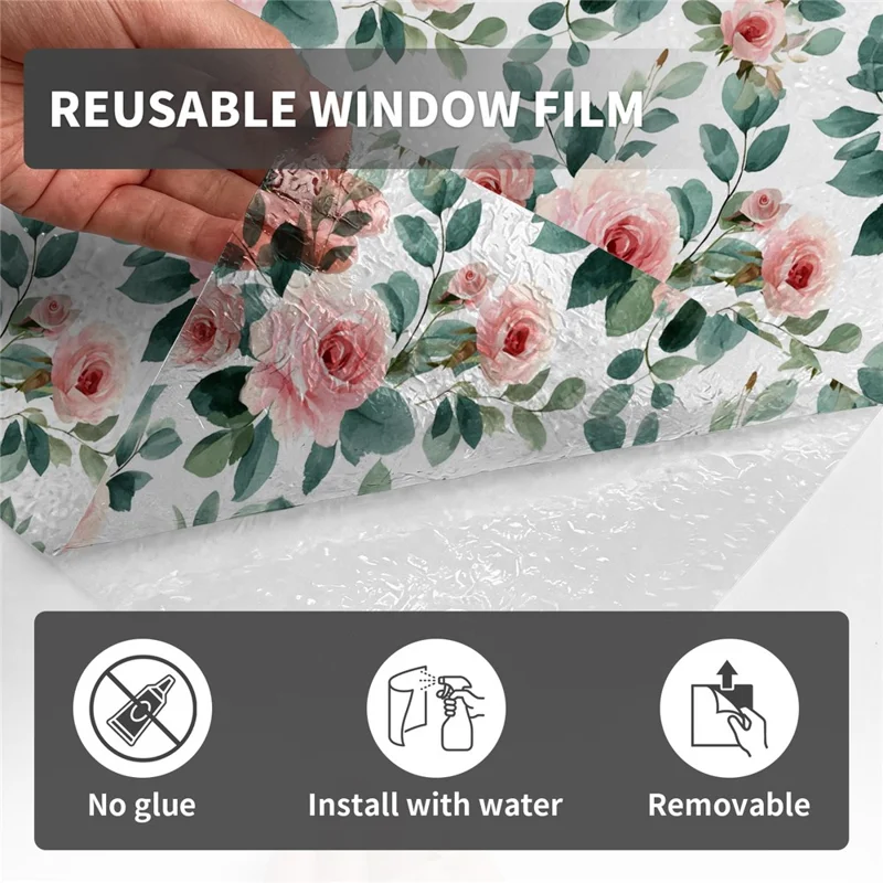 43x200cm Static Cling Privacy Window Film Waterproof Oil-Proof PVC Sticker for Kitchen Bathroom - SBW27