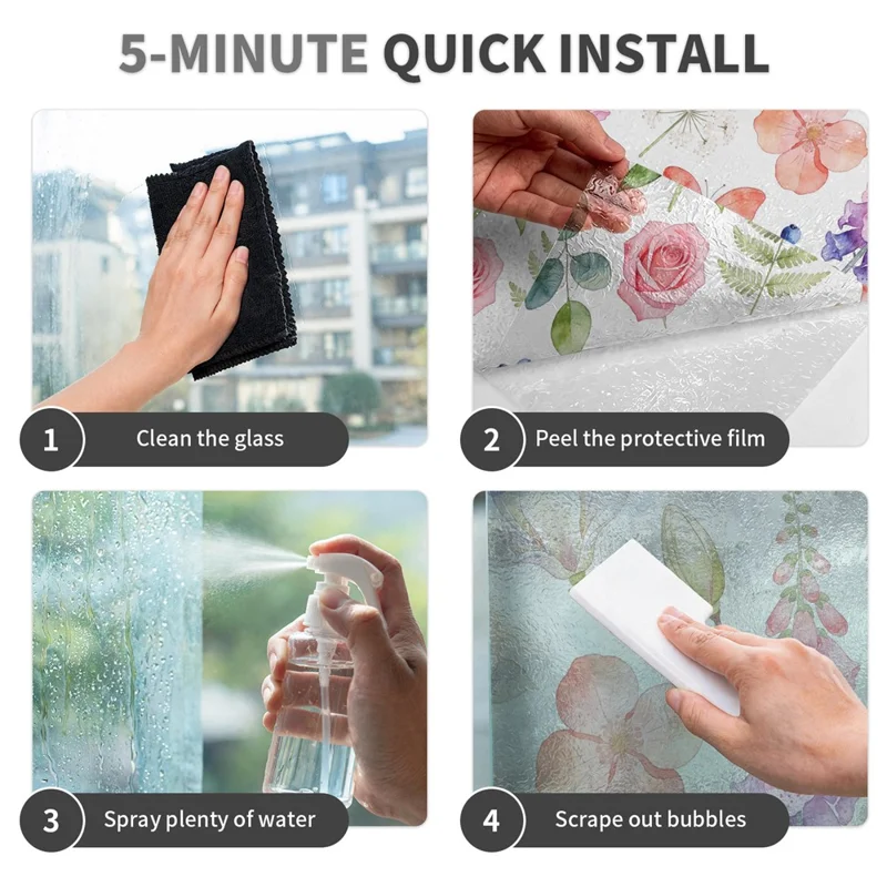 43x200cm Static Cling Privacy Window Film Waterproof Oil-Proof PVC Sticker for Kitchen Bathroom - SBW27