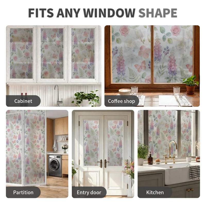 43x200cm Static Cling Privacy Window Film Waterproof Oil-Proof PVC Sticker for Kitchen Bathroom - SBW27