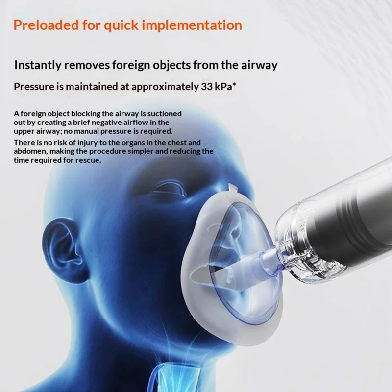 Anti-Choking Suction Device Heimlich Maneuver 33KPa Negative Pressure with 3 Size Masks