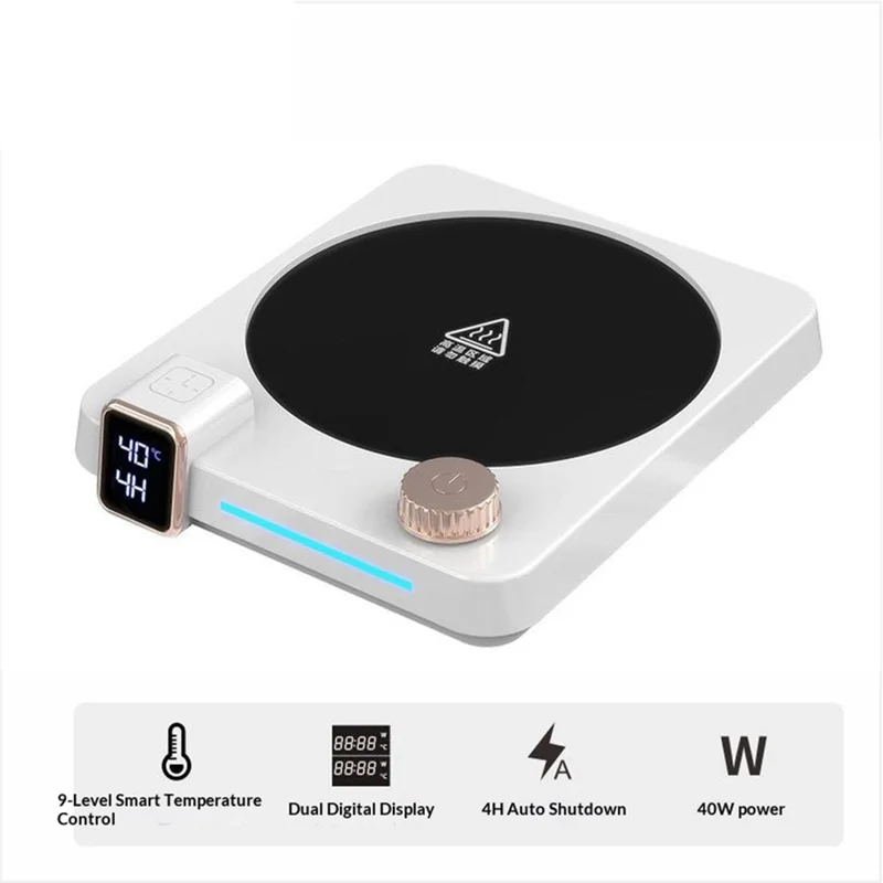 H13 H13 Riscaldatore Intelligente per Bicchieri con Controllo della Temperatura a 9 Livelli e Timer - Spina UE / Bianco