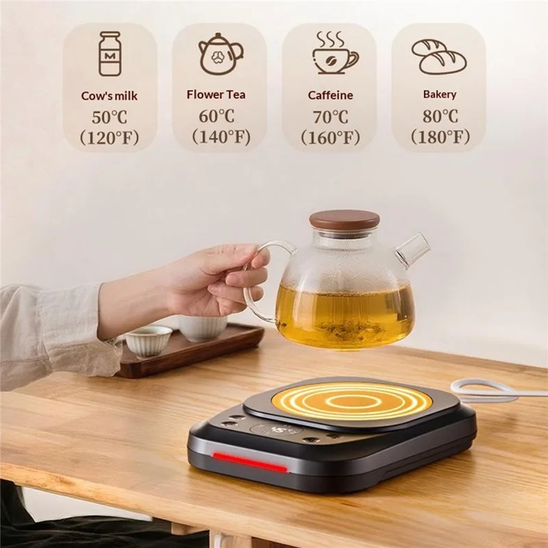 H16 Coffee Mug Warmer 9-Level Temperature Control Digital Display Smart Heating Pad with Timer - EU Plug / Black