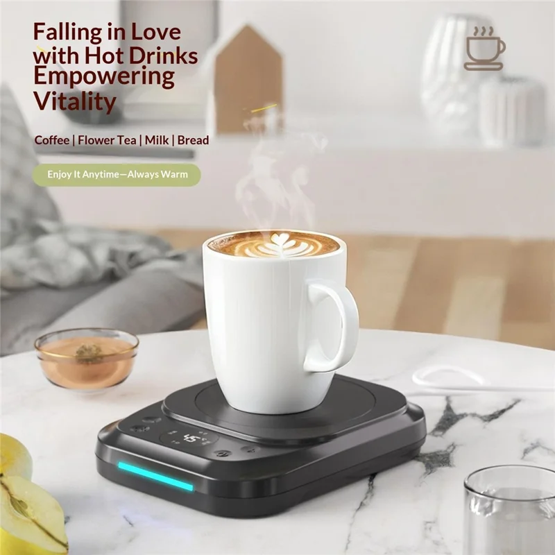 H16 Coffee Mug Warmer 9-Level Temperature Control Digital Display Smart Heating Pad with Timer - EU Plug / Black