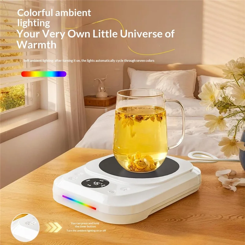 H16 Coffee Mug Warmer 9-Level Temperature Control Digital Display Smart Heating Pad with Timer - EU Plug / Black