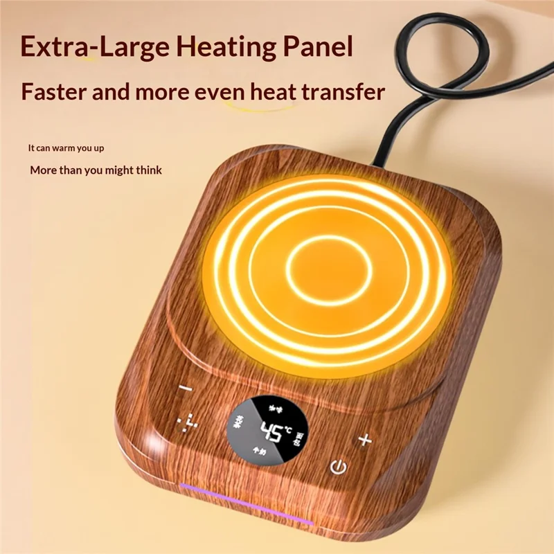 H16 Coffee Mug Warmer 9-Level Temperature Control Digital Display Smart Heating Pad with Timer - EU Plug / Black