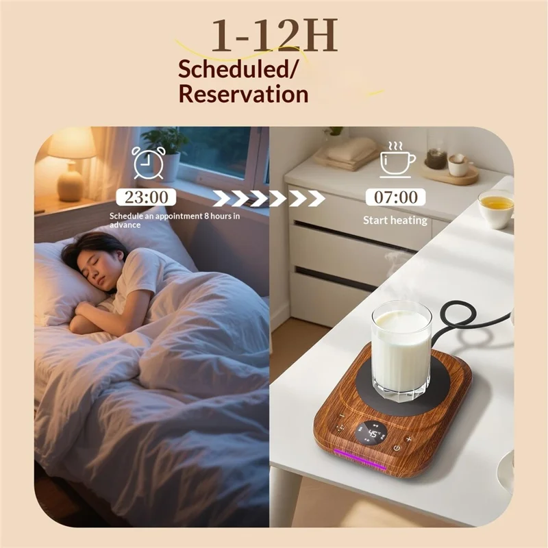 H16 Coffee Mug Warmer 9-Level Temperature Control Digital Display Smart Heating Pad with Timer - EU Plug / Black