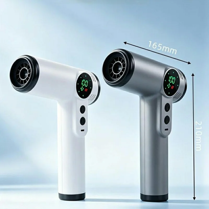 Rechargeable Cordless Hair Dryer 200W Hot  /  Cold 4-Speed LED Digital Display for Travel - White