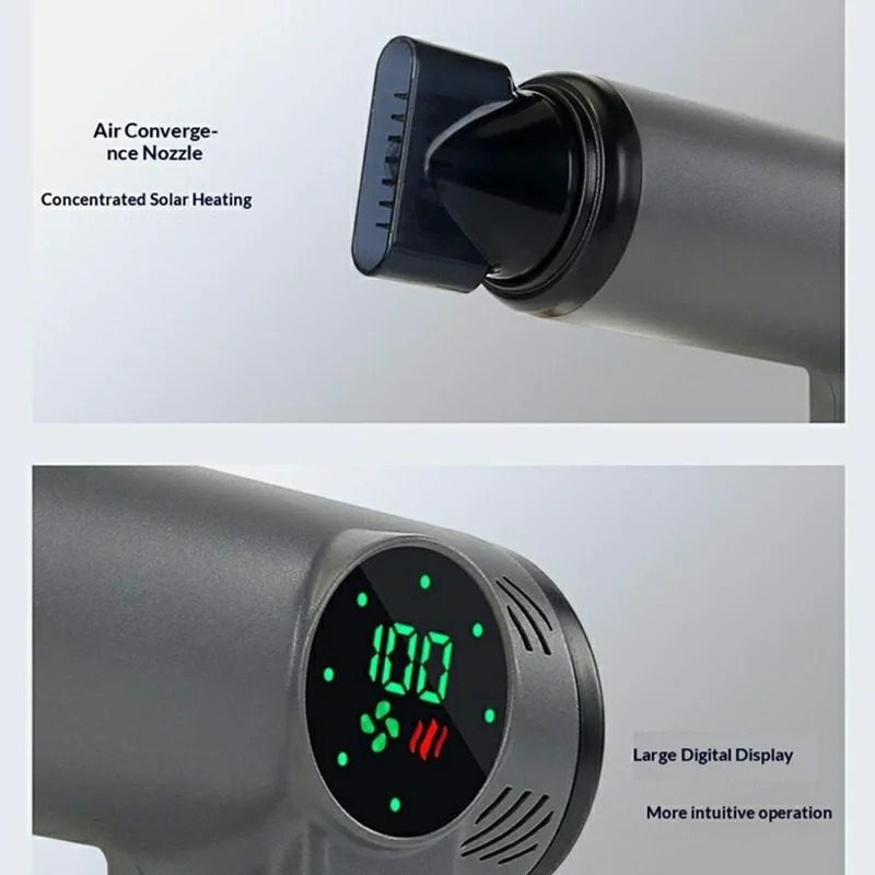 Rechargeable Cordless Hair Dryer 200W Hot  /  Cold 4-Speed LED Digital Display for Travel - White
