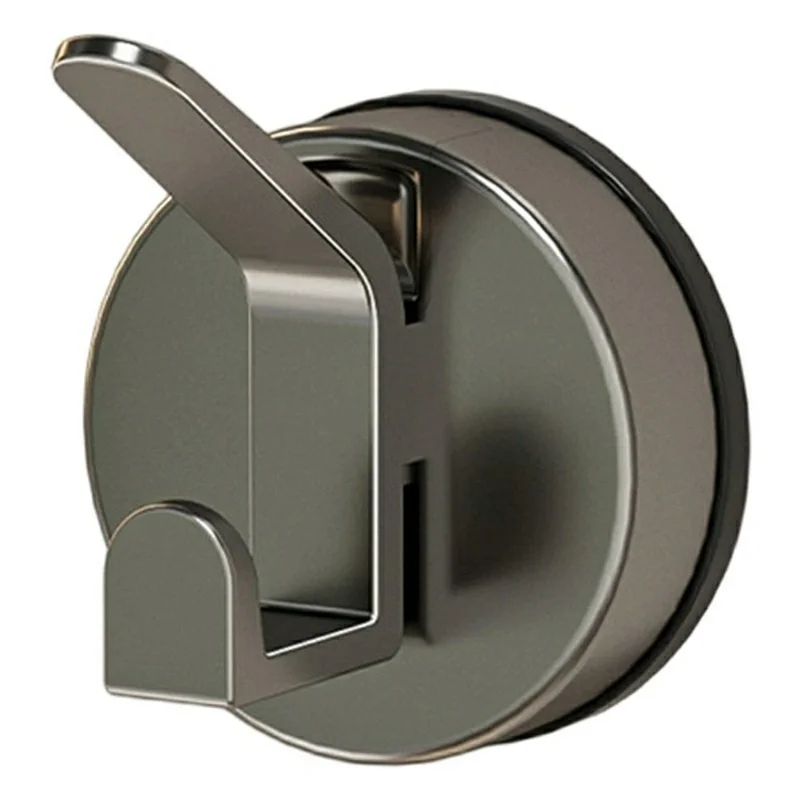 Vacuum Suction Cup Double Hook No-Drill Reusable Wall Hanger for Bathroom Kitchen - Tarnish Grey