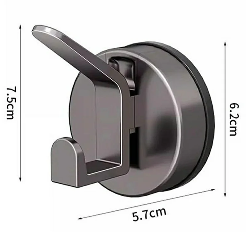 Vacuum Suction Cup Double Hook No-Drill Reusable Wall Hanger for Bathroom Kitchen - Tarnish Grey